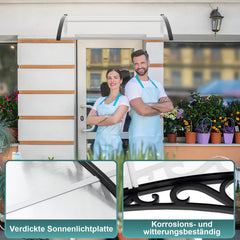 SWANEW Vordach für Haustür, 5 mm Überdachung, Transparentes Pultbogenvordach, Polycarbonat Pultvordach, Türdach für draußen