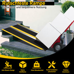 SWANEW 2 Stück Auffahrrampe, 118cm Alu Rollstuhlrampe, Laderampe Tragfähigkeit 300kg