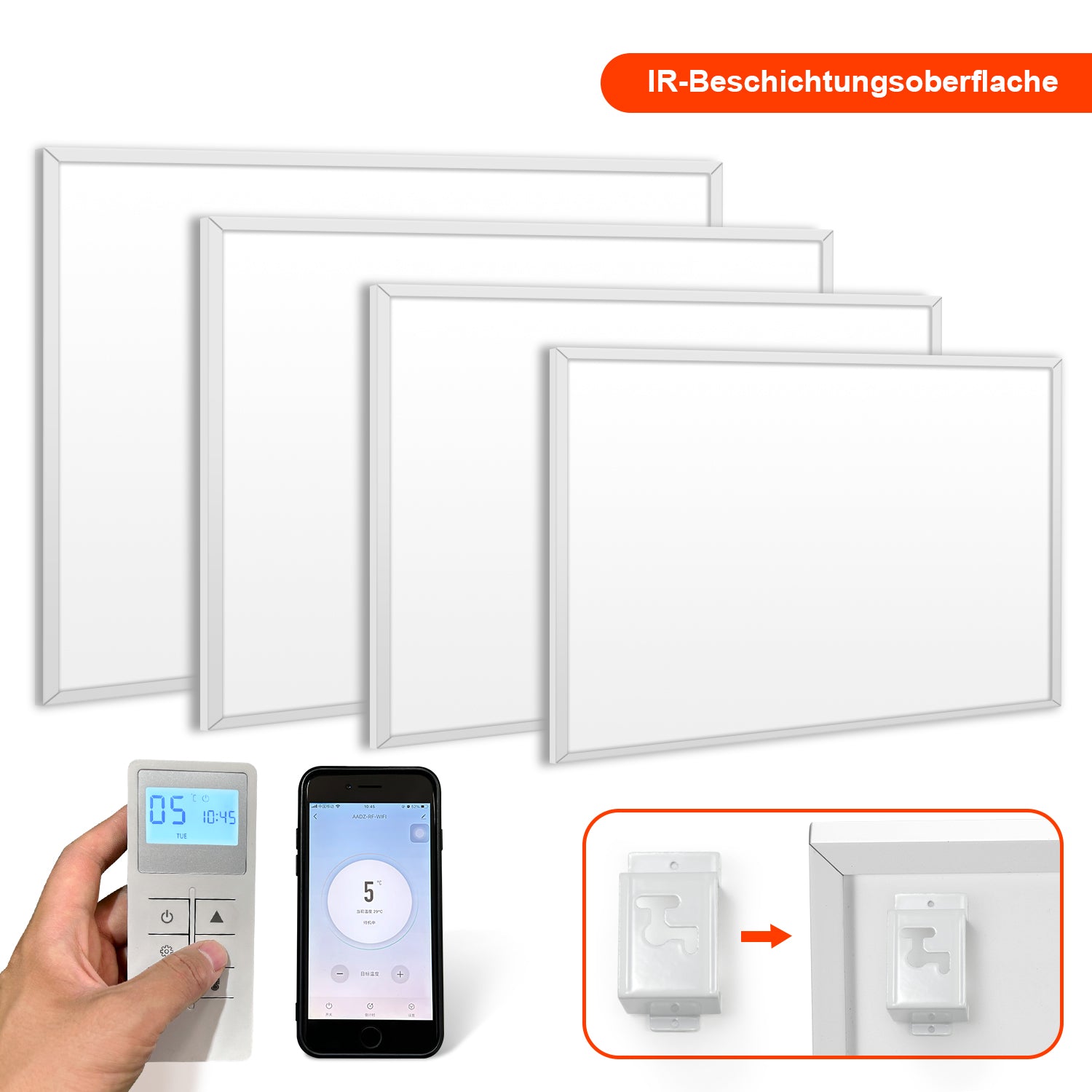 SWANEW Infrarotheizung 300W-1200W mit Thermostat, Infrarot Wandheizung mit Überhitzungsschutz, Wandheizung Elektrisch, Mobile & Energiesparend