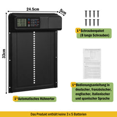 SWANEW Automatische Hühnerklappe – Elektrischer Hühnerstall-Türöffner mit Timer & großem Display – Wasserdicht & Robust für Hühner, Enten & Kleintiere