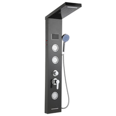 SWANEW LED Duschpaneel, Regendusche Duschsystem, 5-in-1, mit Temperaturanzeige, Edelstahl Duschsäule