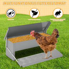SWANEW Futterautomat hühner, Huhn Gänse Futterspender, 5 kg, mit Handschuhen und Löffel