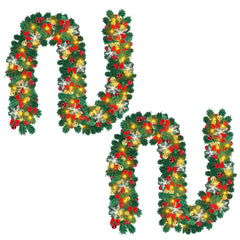SWANEW 5m Weihnachtsgirlande mit 100 warmweißen LEDs Weihnachtsdeko Kranz Tannengirlande mit Kugeln Lichterkette