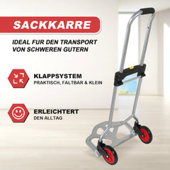 SWANEW Sackkarre klappbare, Stapelkarre, Transportkarre, 60kg Belastbarkeit