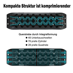 SWANEW 2 Stücke Sandbleche Offroad Traktionsmatte Kunstoff Anfahrhilfe Recovery Board Tracks mit Aufbewahrungstasche,10T Last für Geländewagen Wohnmobil PKW LKW