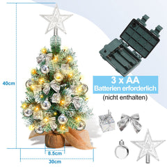 SWANEW Mini Weihnachtsbaum mit LED Beleuchtung, 40CM Tannenbaum Dekoration