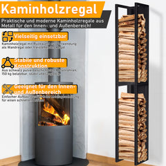 SWANEW Kaminholzregal Metall, Hängend brennholzregal, Feuerholzregal