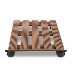 SWANEW WPC Pflanzenroller, Blumenroller mit Rollen, Kübelroller für Pflanzen, Blumentopf, Eckig 30 x 30 cm|Rund Ø 30 x 7,5 cm