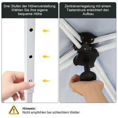 Faltpavillon 3×3 m mit Zentralverriegelung