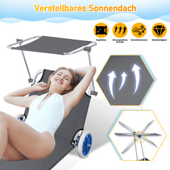 SWANEW Sonnenliege Alu mit 2 Rädern klappbar Strandliege Gartenliege