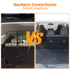 SWANEW Hundegitter Auto, Autoschutzgitter Verstellbare Breite, Kopfstützen-Hundegitter mit Sicherheitsgurt Hundeschutzgitter