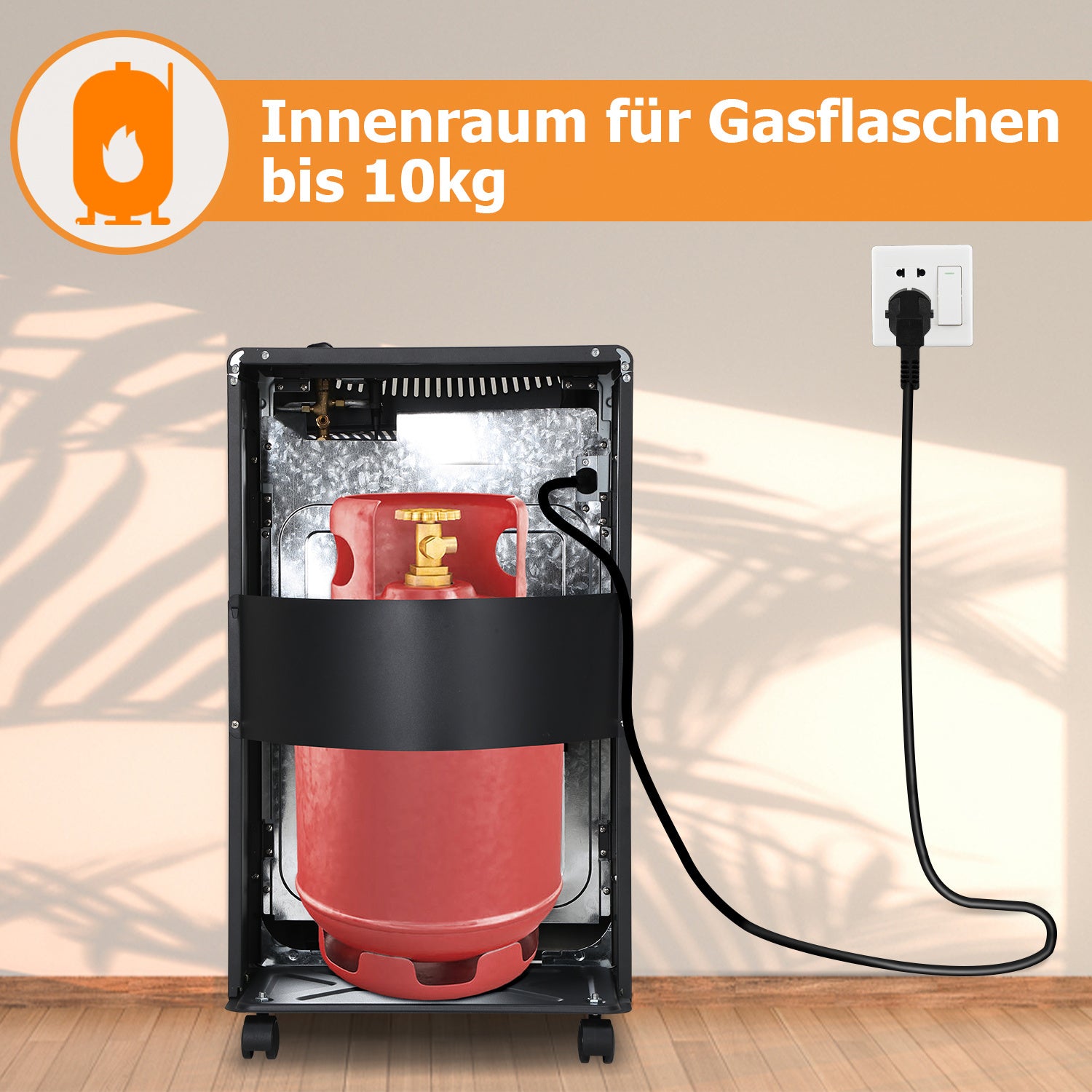 SWANEW Gasheizer für Gasflasche, Gasheizung, 4200W + 1200W Gas-Elektro-Heizgerät