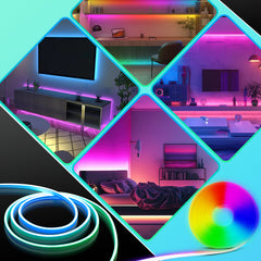 SWANEW LED Strip, Neon LED Strip, RGBIC Streifen mit App-Steuerung Musik-Sync DIY-Farbwechsel Lichtband, LED band Neon
