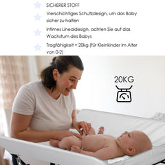 SWANEW Baby Wickeltisch Klappbar, Wickelkombination, mit 4 Rollen