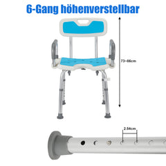 Duschstuhl mit abnehmbaren Armen und Rückenlehne