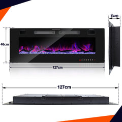 SWANEW Elektrokamin Wandkamin, Elektrischer Kamin, Wandkamin Elektrischer mit Heizung, 750W/1500W, 127cm