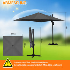 SWANEW Sonnenschirm 300 x 300 cm mit Gartenschirm mit Ständer Ampelschirm, Sonnenschutz UV50+, 360° Drehbar und Kippbar