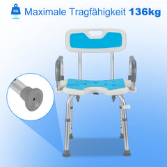 Duschstuhl mit abnehmbaren Armen und Rückenlehne