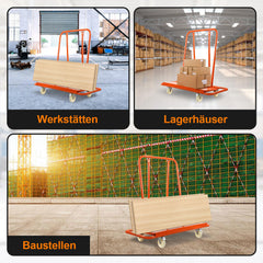 SWANEW Plattenwagen, bis 1000kg, Transportwagen, Plattentransporter, 4 Lenkrollen mit Bremse