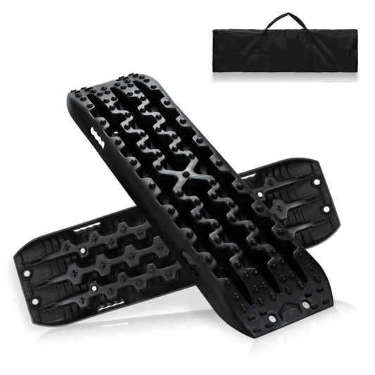 SWANEW 2 Stücke Sandbleche Offroad Traktionsmatte Kunstoff Anfahrhilfe Recovery Board Tracks mit Aufbewahrungstasche,10T Last für Geländewagen Wohnmobil PKW LKW