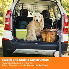 SWANEW Hundegitter Auto, Autoschutzgitter Verstellbare Breite, Kopfstützen-Hundegitter mit Sicherheitsgurt Hundeschutzgitter