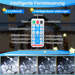 SWANEW Solar Eisregen Lichterkette, Solarlichterkette, 5/10/15M Weihnachten Deko