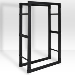 SWANEW Kaminholzregal innen metall Brennholzregal für innen außen, Kaminholzständer, Holzstapelhilfe, Schwarz
