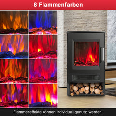 SWANEW Elektrokamin mit Heizlüfter Fernbedienung, 900/1800W Elektro Kamin mit Thermostat Heizfunktion, Timer, Elektrischer Heizung LED Kaminfeuer Effekt, WiFi Fernbedienung
