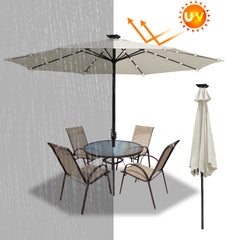 LED Solar Sonnenschirm Ø 350 cm Gartenschirm Terrassenschirm Sonnenschutz