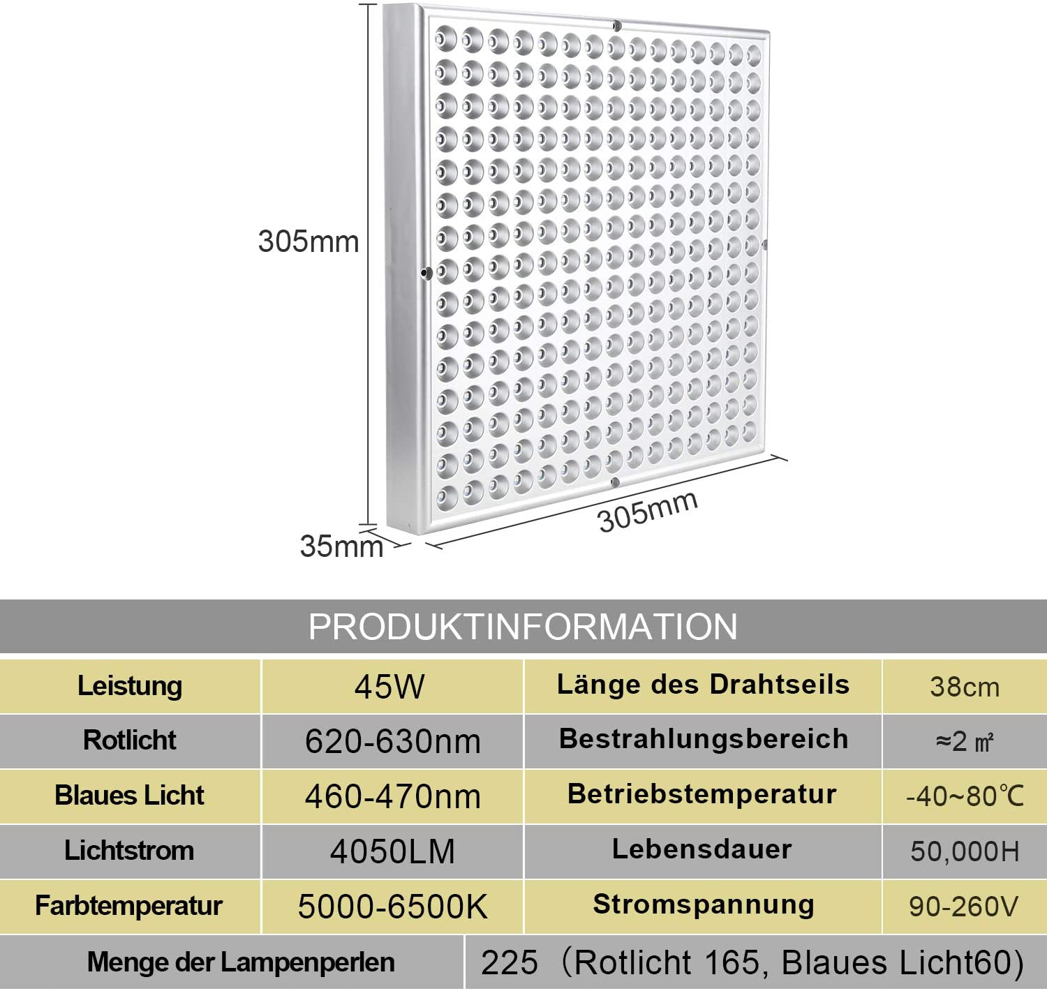 15W/45W Quadrat LED Pflanzenlampe