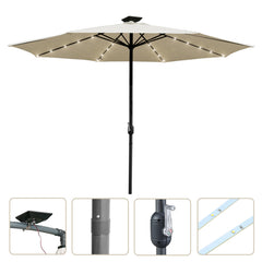 LED Solar Sonnenschirm Ø 350 cm Gartenschirm Terrassenschirm Sonnenschutz
