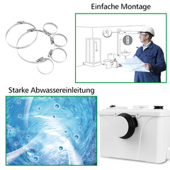SWANEW 700W Hebeanlage, 190L/min Schmutzwasserpumpen mit niedrigem Geräusch (39dB), Kleinhebeanlage, 4 in 1 Schmutzwasserpumpen
