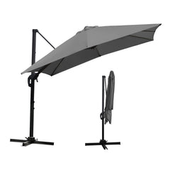SWANEW Sonnenschirm 300 x 300 cm mit Gartenschirm mit Ständer Ampelschirm, Sonnenschutz UV50+, 360° Drehbar und Kippbar