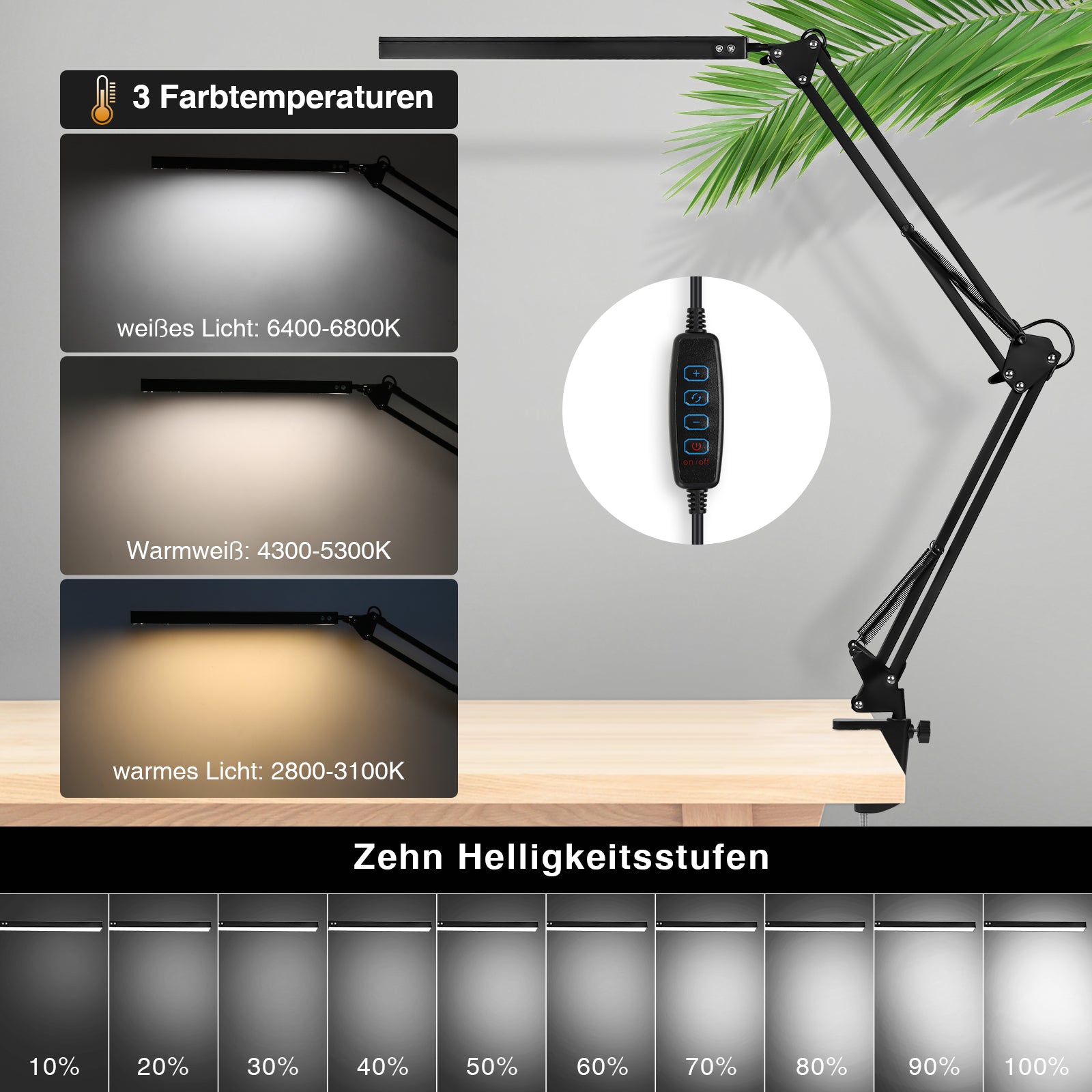 LED Schreibtischlampe, 10W 
