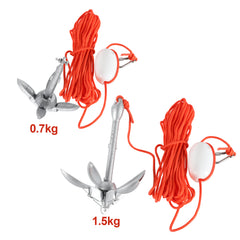 SWANEW Bootsanker mit 20m reißfesten Ankerleine Klappanker Faltanker 0.7kg/1.5kg