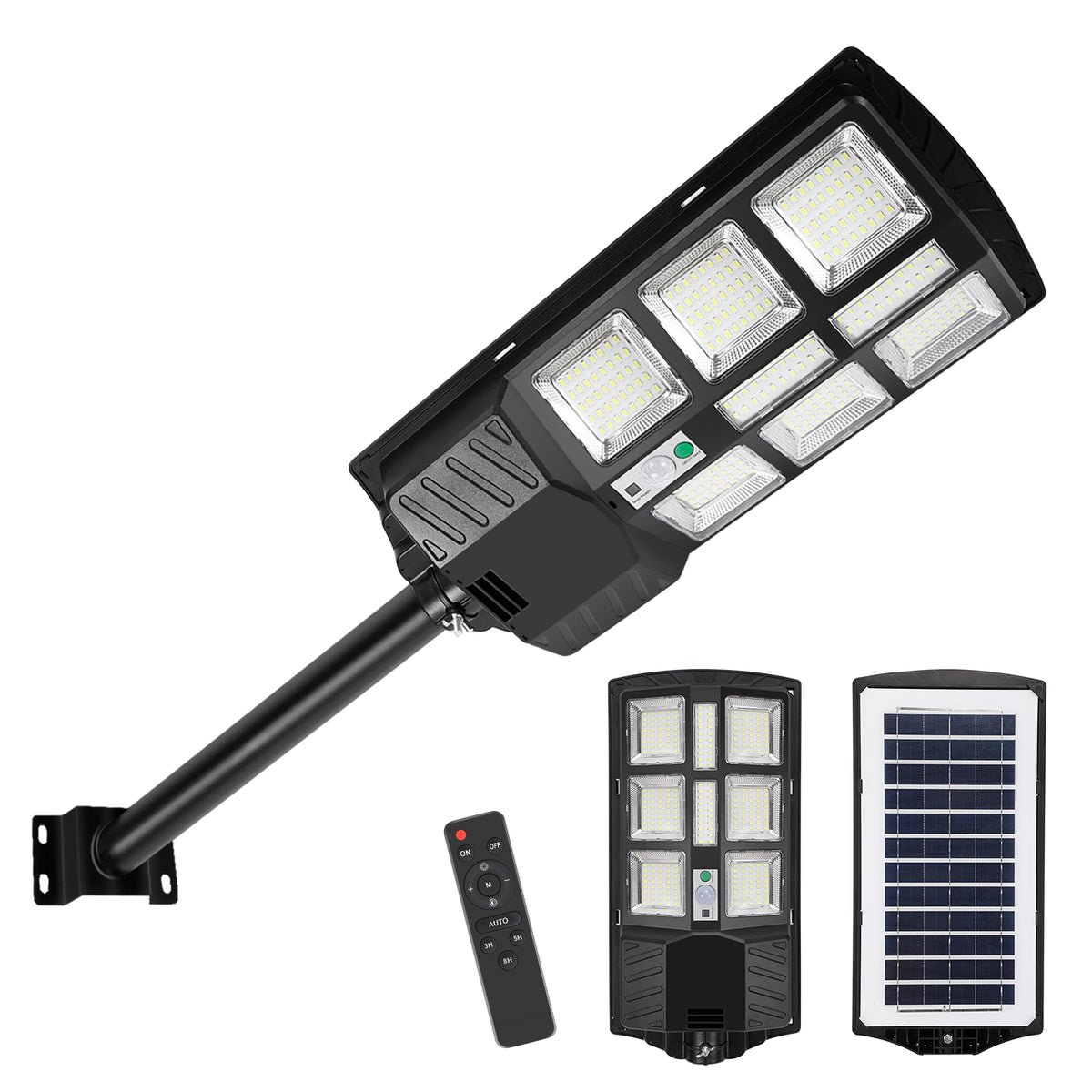SWANEW 300W/400W Solar Straßenlampe, Straßenleuchte mit Fernbedienung, Strassenlaterne LED Außen, Solar Flutlichter 6500k Kaltesweiß, IP67 Wasserdicht Solarlampen