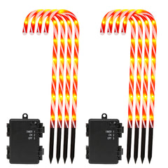 SWANEW Zuckerstangen LED Garten Weihnachtsdeko, 4/8 Stück Zuckerstange Weihnachts Dekoration Leuchtstab Außen, mit Erdspieß, wasserdichte Batteriebox