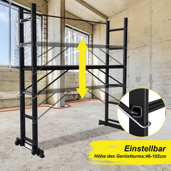 SWANEW Mehrzweckleiter, Gerüst, Alu Arbeitsgerüst, Gelenkleiter 4 in 1, Belastbar bis max. 150 Kg