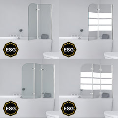 SWANEW Duschwand für Badewanne, 2/3-Teilig faltbar & drehbar Badewannenaufsatz, Duschtrennwand, 6mm ESG Sicherheitsglas Spritzwasserschutz