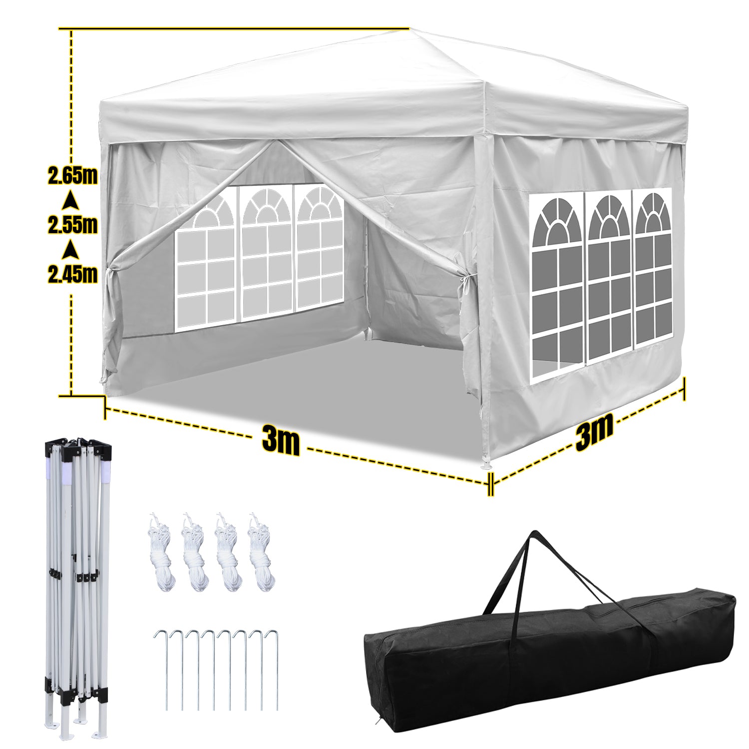 Faltpavillon 3×3 m wasserdicht