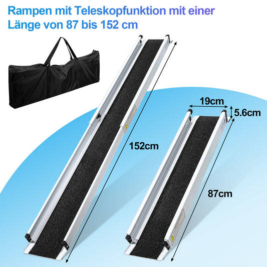 SWANEW Rollstuhlrampe, Aluminium Auffahrrampe Rampe Rollstuhl, Teleskoprampe