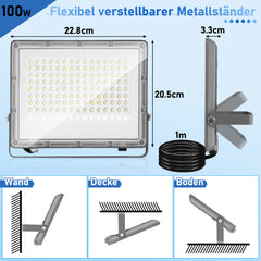 SWANEW LED Strahler Außen, Fluter 6000k Kaltweiß, IP65 Wasserdicht Aussenstrahler, Scheinwerfer (Kein Stecker)