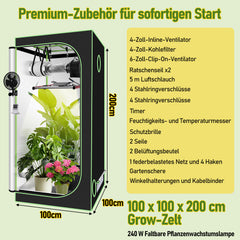 SWANEW Growzelt Komplettset, Growbox mit LED Grow Lampe, Gewächshaus, Pflanzenzelt inkl. Belüftungssystem