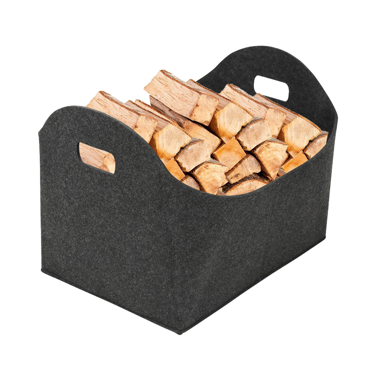 SWANEW Filzkorb Kaminholz Feuerholzkorb, Filztasche Holzkorb, Gross 44 * 31 * 34cm