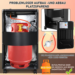 SWANEW Gasheizung für Innenräume, 4,2kw+1,26kw Gas-Elektro-Heizgerät, Gasheizer mit 3 Heizstufen für Gasflaschen bis 15kg, mit Gasdruckregler, Gasschlauch & Euro Gasflaschen Adapter [Energieklasse A]