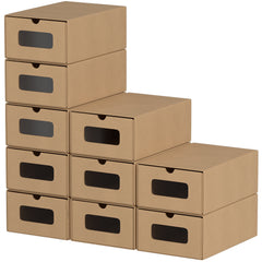SWANEW Aufbewahrungsboxen mit Sichtfenster & Schublade, Faltbare Schuhboxen, Stapelbar Allzweckbox