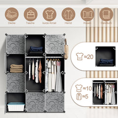 SWANEW DIY Kleiderschrank, 12/16/20 Würfel, Regalsystem, Offen Kunststoff Garderobe, Steckregal