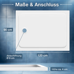 SWANEW Duschwanne, aus Acryl, 4 cm flach
