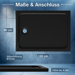 SWANEW Duschwanne, aus Acryl, 4 cm flach