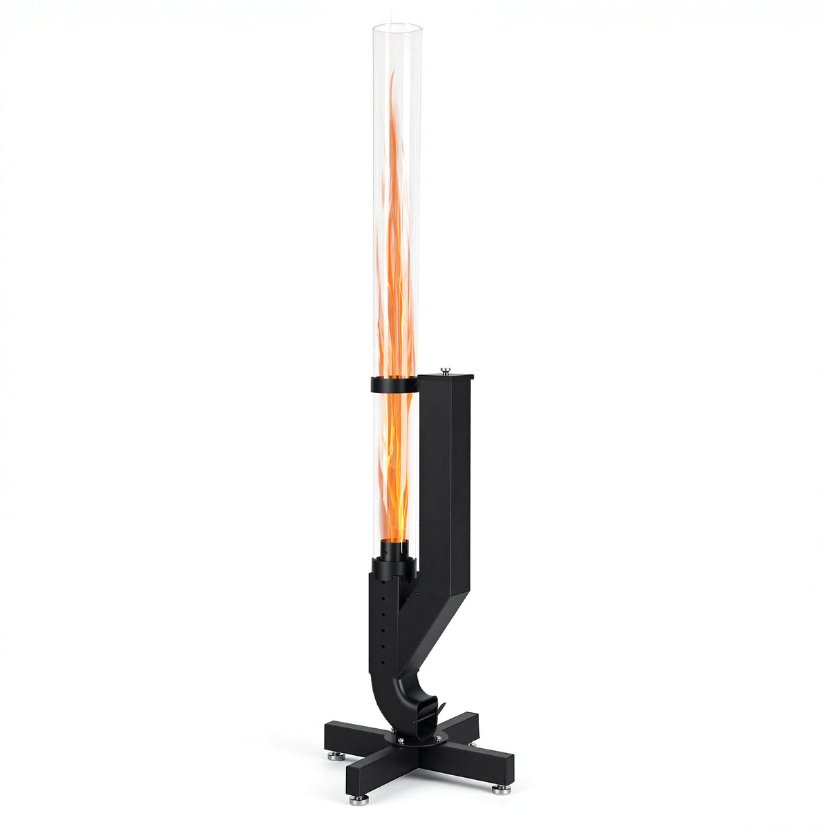 SWANEW 138 cm Pelletfackel Feuerrohr, 3 mm Glasrohr, Kohlenstoffstahl